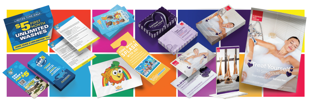 Assortment of Promotional Items Printed on Digital Printing, Large Format part of Clayton Kendall's corporate merchandise programs